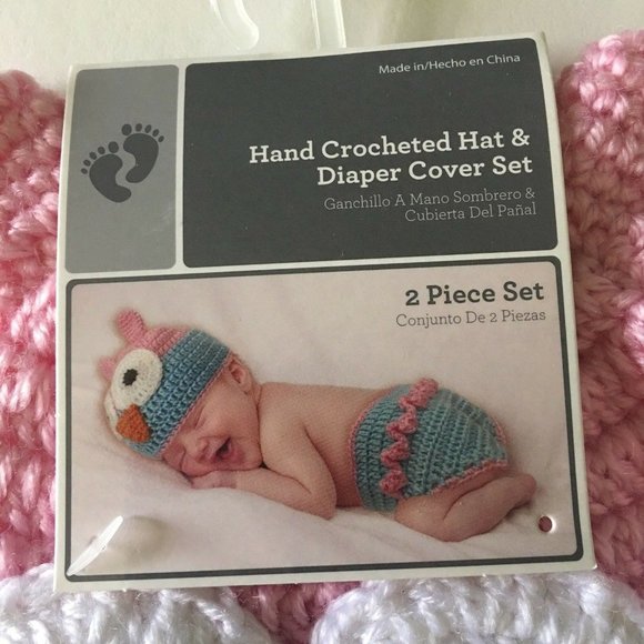 Hand Crocheted Hat And Diaper Cover Owl Sz 0-9 Months Infant Baby Photo New - Picture 4 of 12
